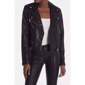 Blank NYC Black Moto Faux Leather Biker Women's Jacket Small